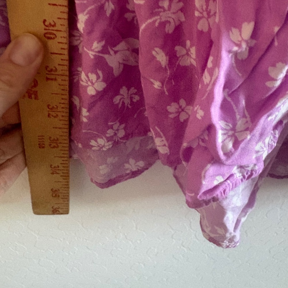 J. Crew Wrap Dress Floral Print Purple White Cap Sleeve Ruffle Midi Size 6 - Picture 8 of 8